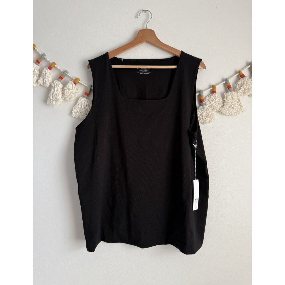 Chico's Pima Cotton Blend Black Square Neck Sleeveless Tank Top Basics NWT XXL